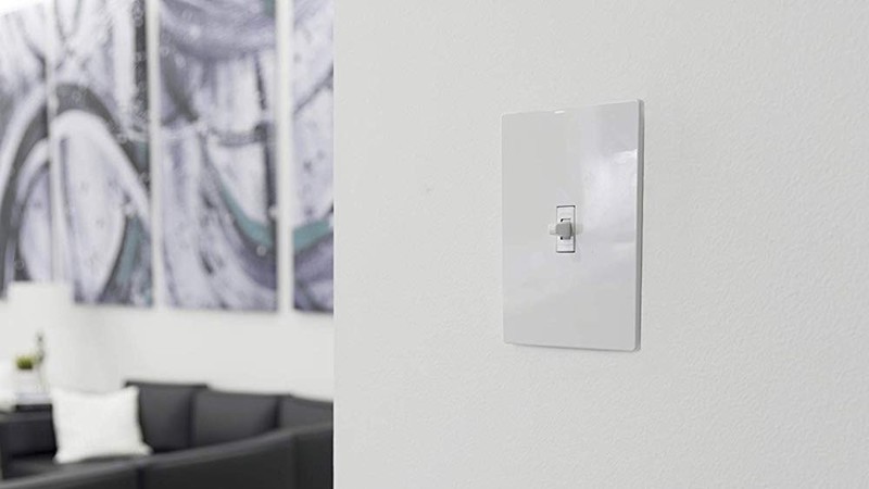 GE smart switch light switch installed in a wall