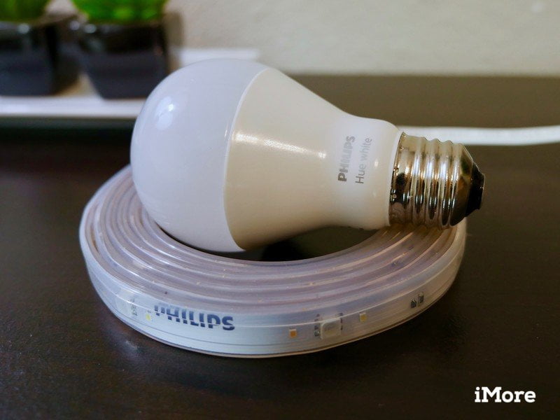 Philips Hue white light bulb on a Hue lightstrip