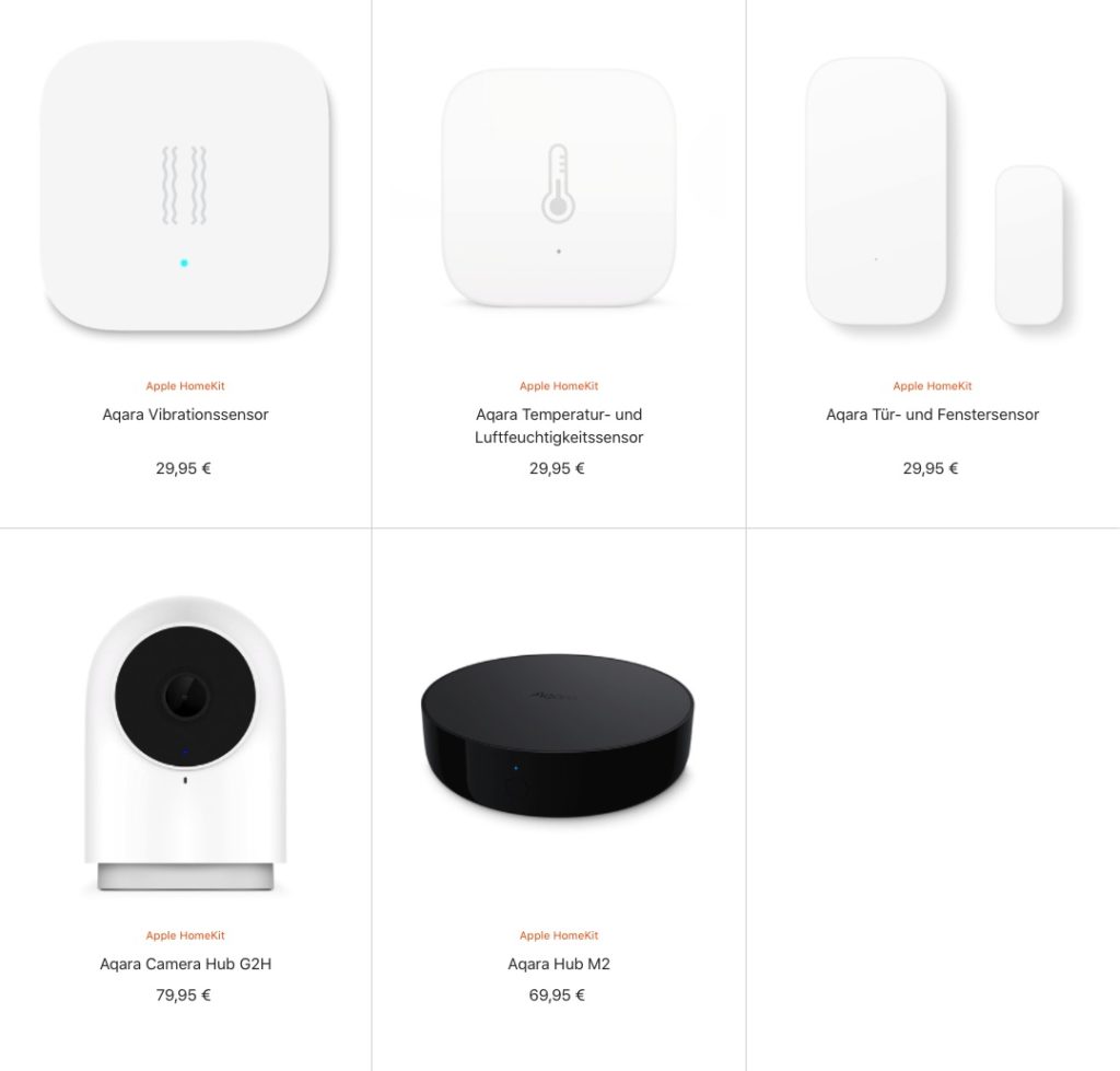 Aqara devices available from Apple