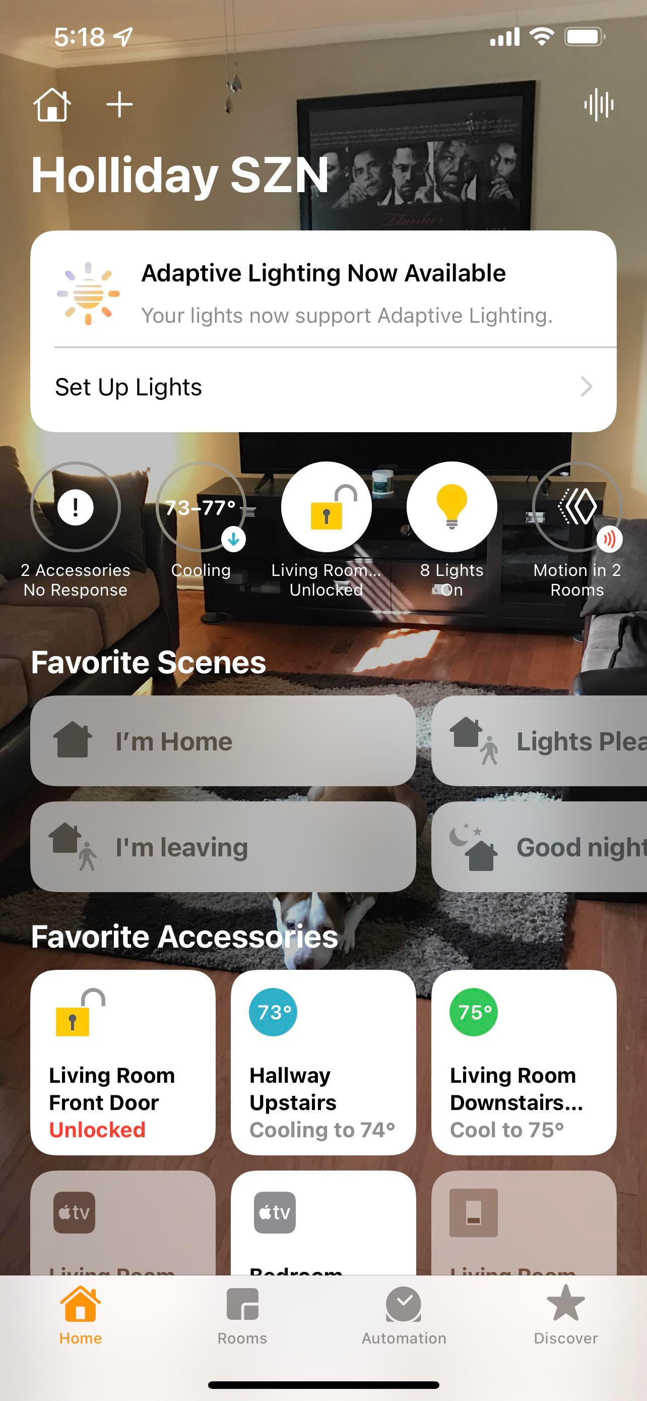 Adaptive lighting banner blocked iOS 15 Beta