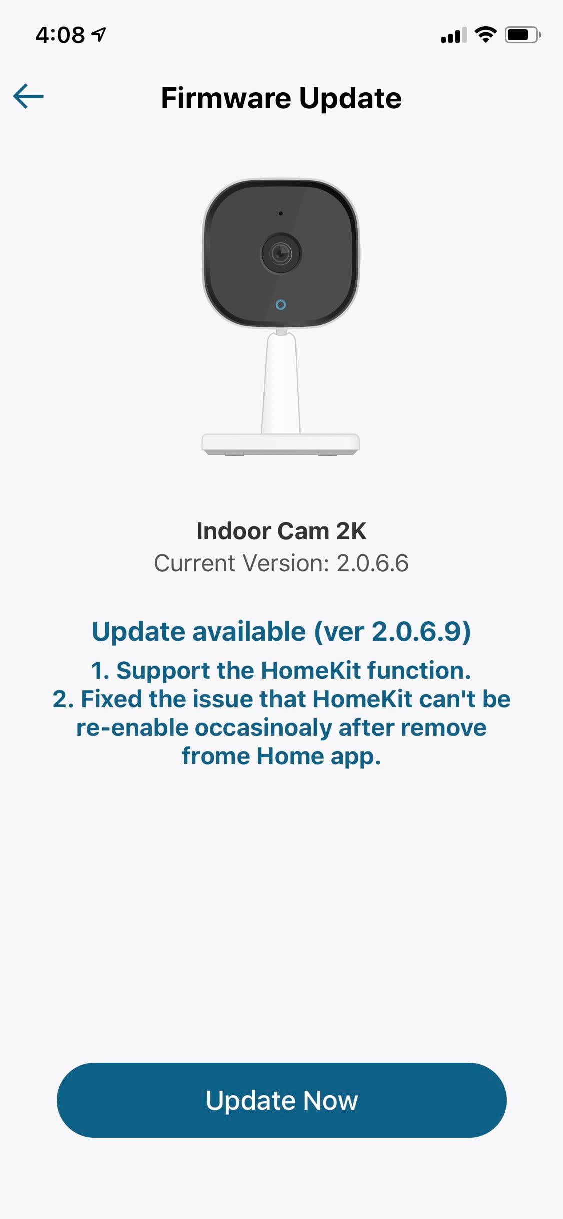 Eufy Indoor Cam 2K update with HomeKit support
