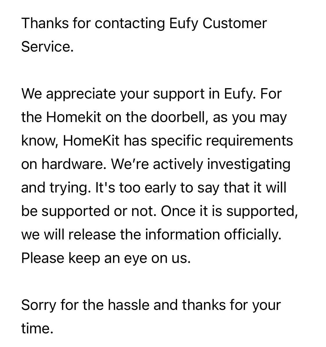 Eufy is still trying to get HK assistance on the