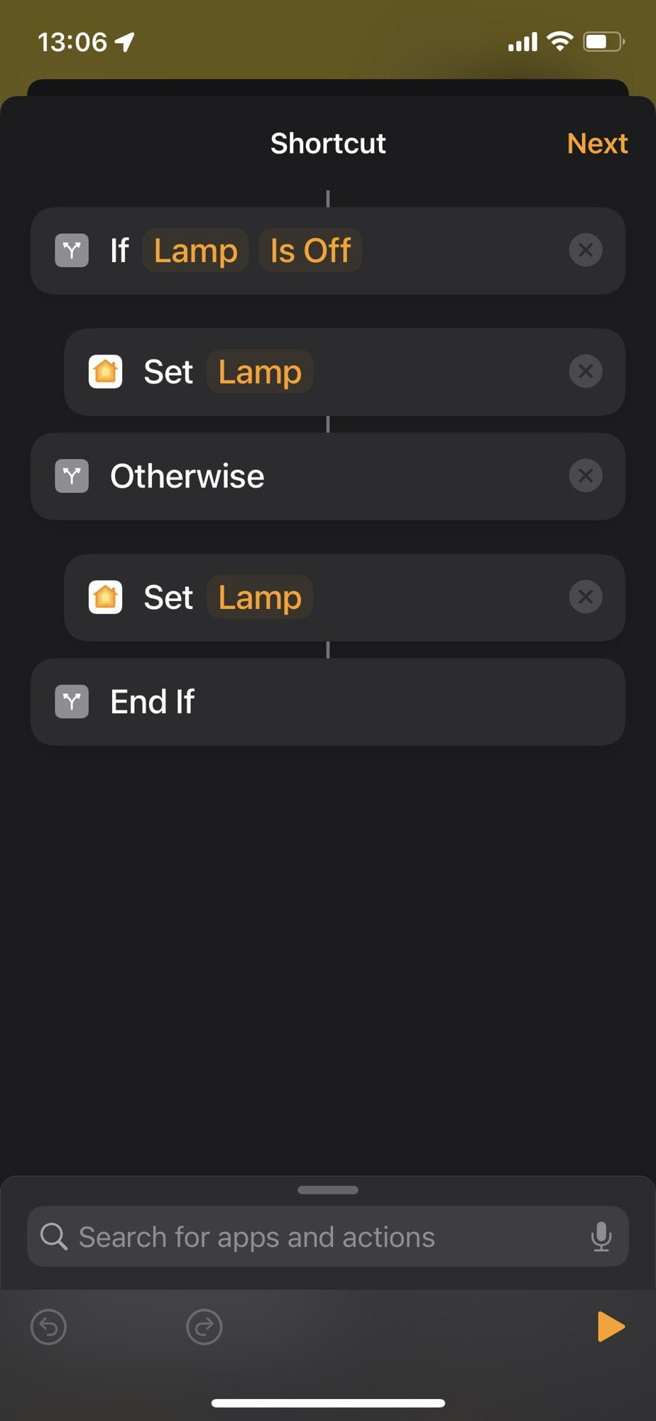 Help with shortcut switch On Off