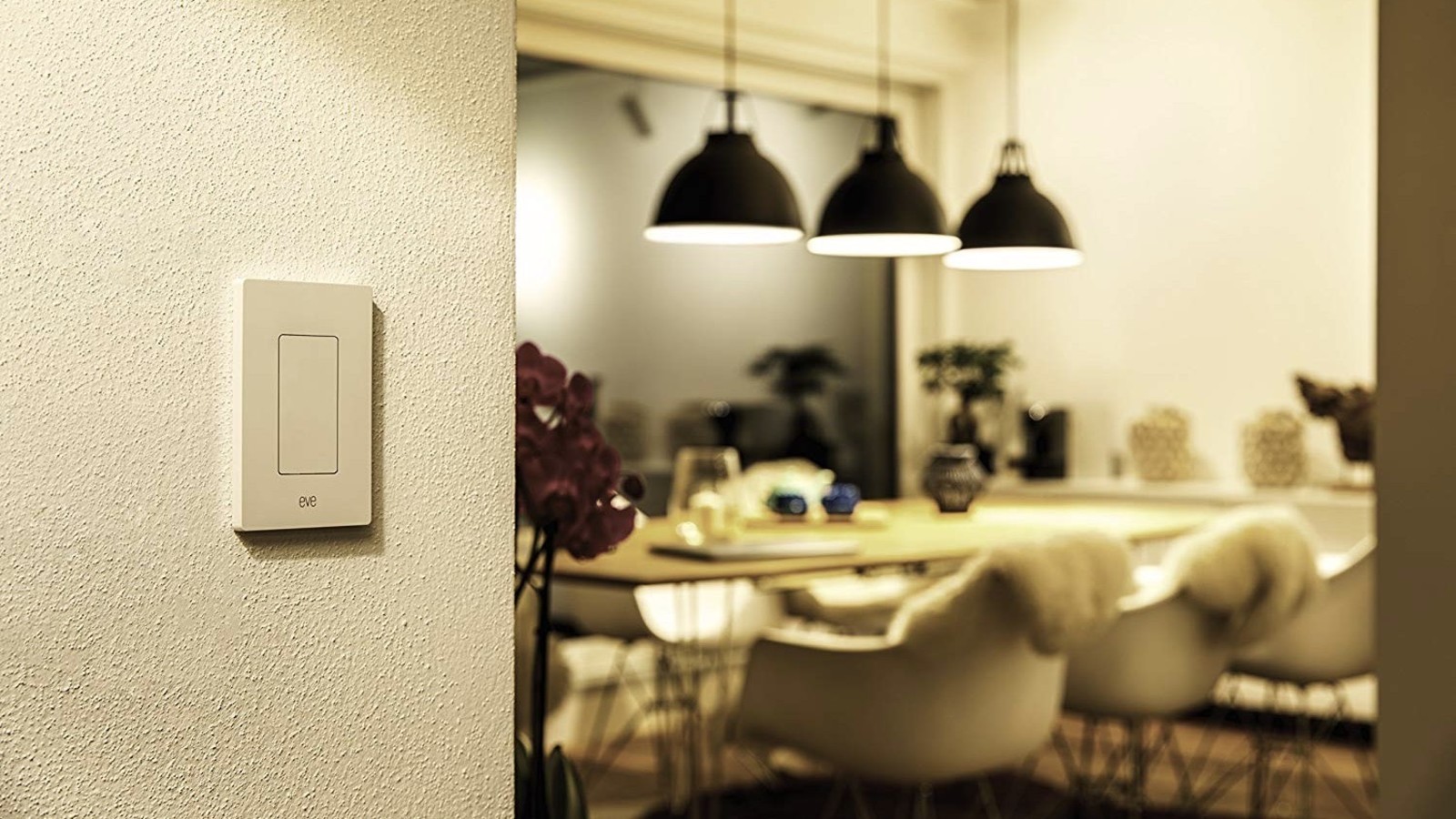 Eve Light Switch installed in a kitchen