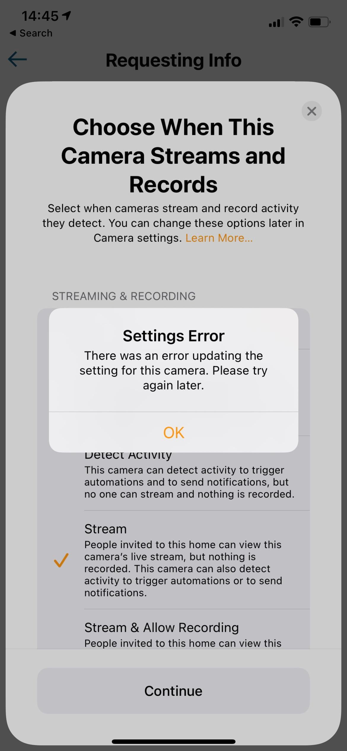 eufy cam interior does not suddenly allow HKSV. Deleted from