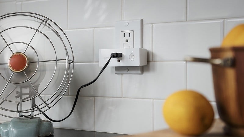 Wemo Mini smart plug in a kitchen frame